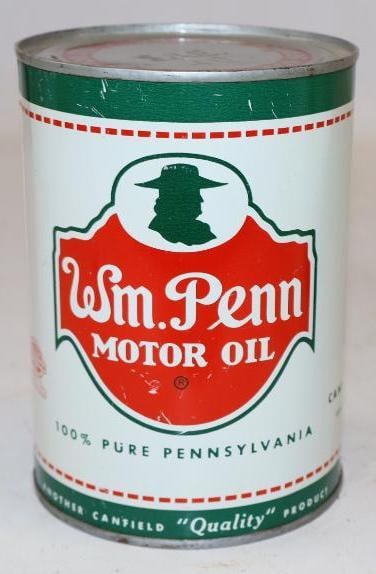 William Penn Canfield Oil Metal 1 Quart Oil Can: 32 oz full