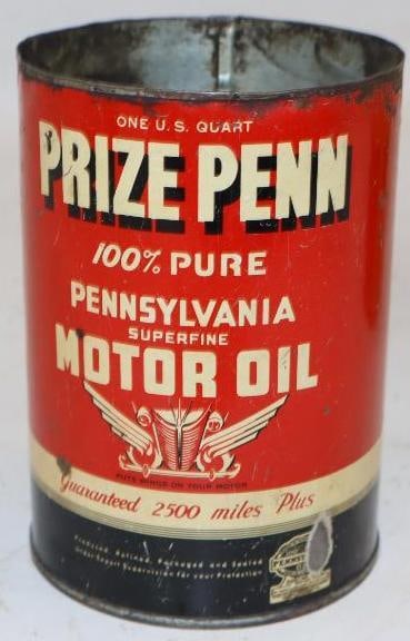 Prize Penn 100% Pure Metal 1 Quart Oil Can (1 of 2)