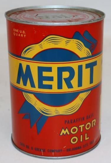 Merit Paraffin Base Metal 1 Quart Oil Can (1 of 2)