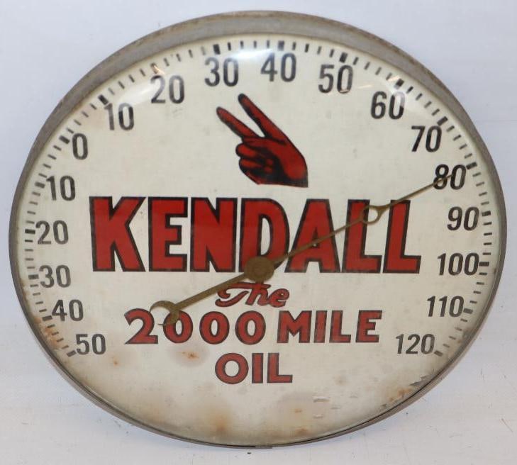 Kendall 2000 Mile Oil Glass Face Advertising Thermometer (1 of 4)