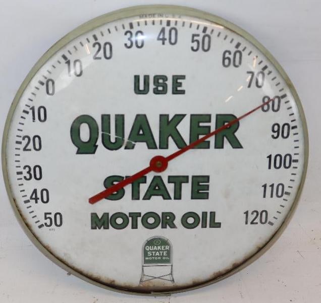 Quaker State Motor oil Glass Face Advertising Thermometer (1 of 2)