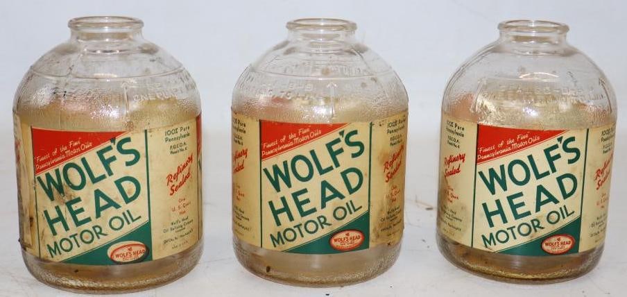 Group of 3 Wolf's Head Glass Wartime Jars with Paper Labels (1 of 3)
