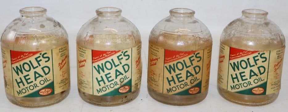 Group of 4 Wolf's Head Glass Wartime Jars with Paper Labels (1 of 3)