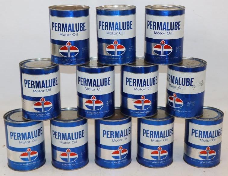 Group of 12 American Permalube One Quart Composite Oil Cans (1 of 3)