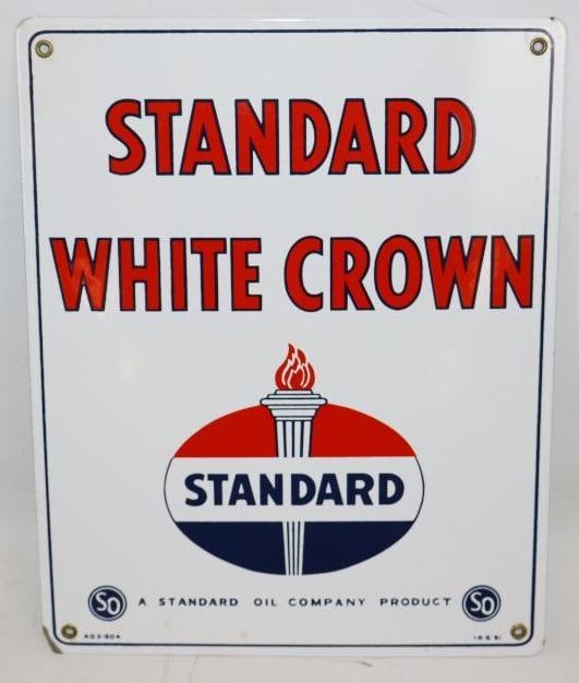 Standard White Crown Porcelain Advertising Gas Pump Plate (1 of 6)