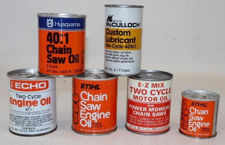 Group of 6 Echo, STHL, McCulloch & Husqvarna 2 Cycle Chainsaw Oil Cans (1 of 2)