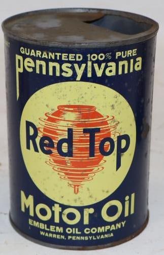 Red Top 1 Quart Metal Oil Can (1 of 2)
