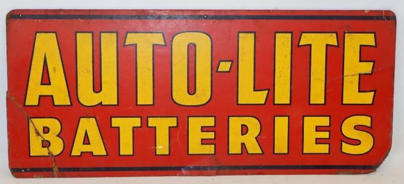 Auto-Lite Batteries Single Sided Masonite Advertising Sign (1 of 2)