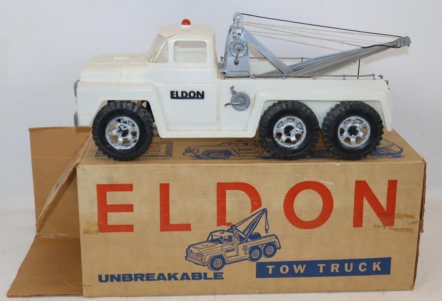 Eldon Unbreakable Plastic Toy Tow Truck in Original Box: 9.5" x 9.5" x 23"