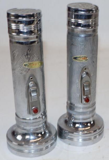 Group of 2 Mickey and Minnie / Jungle Scene Childrens 555 Flashlights: 2.5" x 2.5" x 7" each