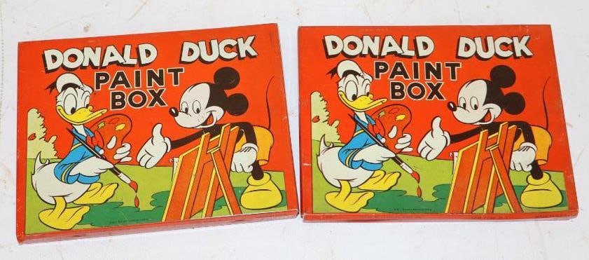 Group of 2 Walt Disney Donald Duck and Mickey Mouse Tin Watercolor Paint Boxes (1 of 2)
