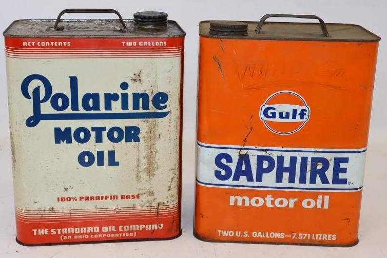 Group of 2 Polarine & Gulf 2 Gallon Oil Cans (1 of 4)