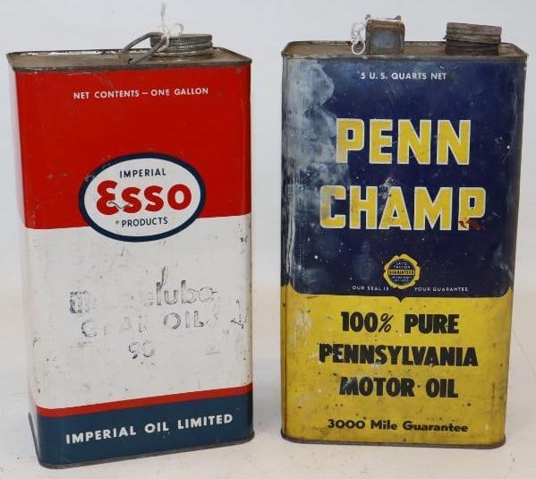 Group of 2 Esso & Penn Champ 5 Quart Oil Cans (1 of 4)