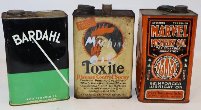 Group of 3 Bardahl, Marvel, & Toxite 1 Gallon Oil Cans (1 of 4)