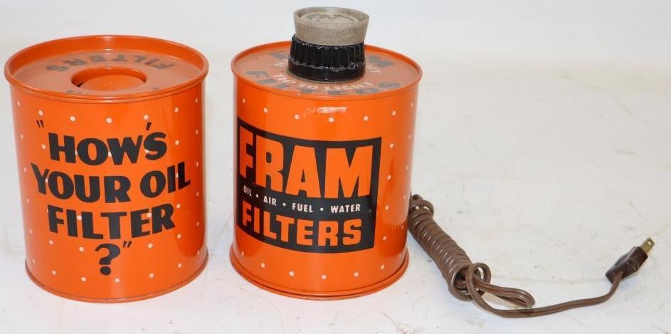 Group of 2 Fram Oil Filter Plug in Lighter and Matching Ash Tray (1 of 3)