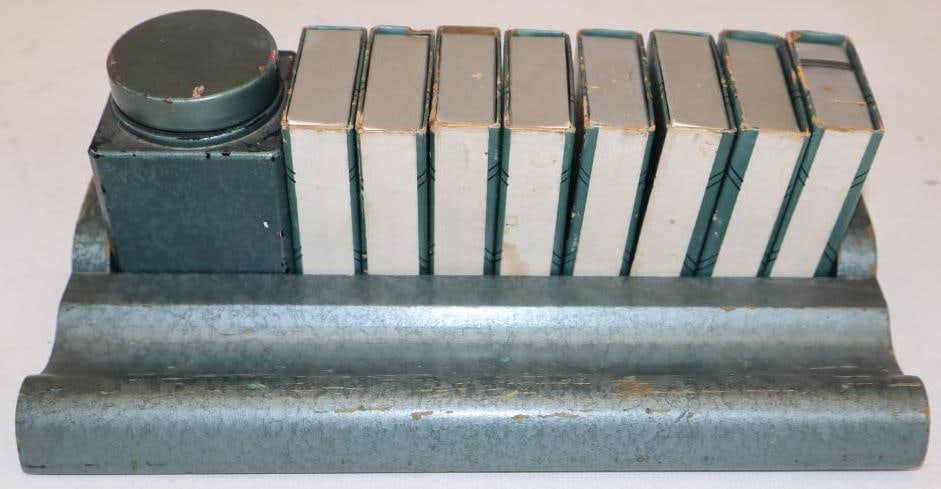 Desktop Stationary Caddy with Inkwell: 8.5" x 4.5" x 3"