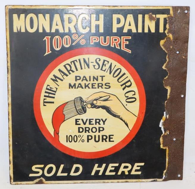 Monarch Paints The Martin-Senour Co. Double Sided Porcelain Flange Advertising Sign (1 of 4)