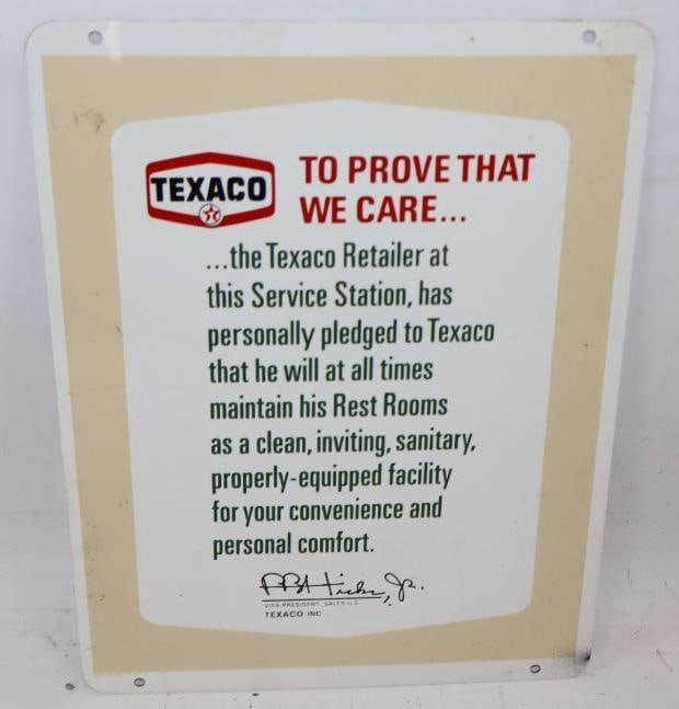 Doublesided Texaco Clean Restroom Pledge Advertising Sign (1 of 4)