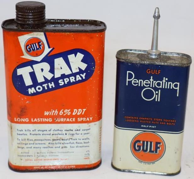 Group of 2 Gulf Traks and Penetrating Oil Advertising Oil Cans (1 of 2)