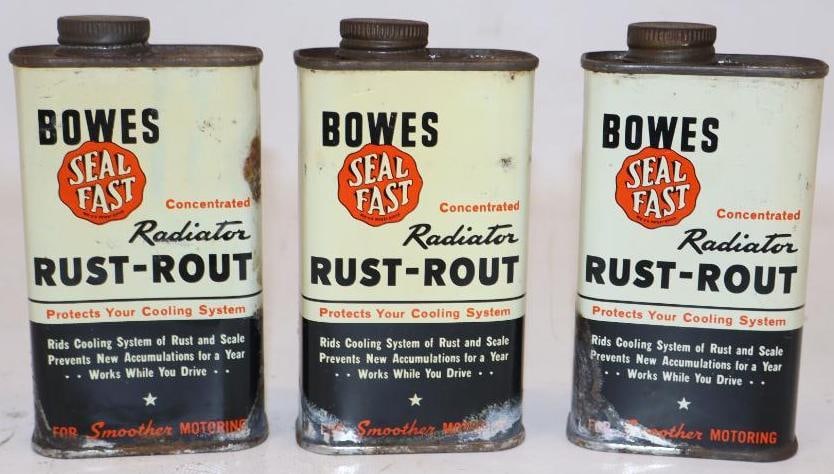 Group of 3 Bowes Seal Fast Rust-Rot Advertising Oil Cans (1 of 2)