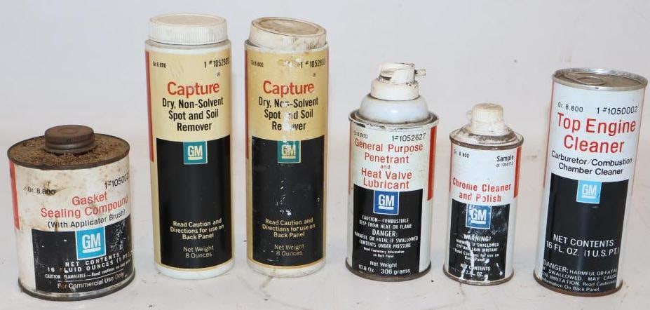 Group of 6 Different GM Advertising Cans and Product Containers: Largest is 1 Pint
