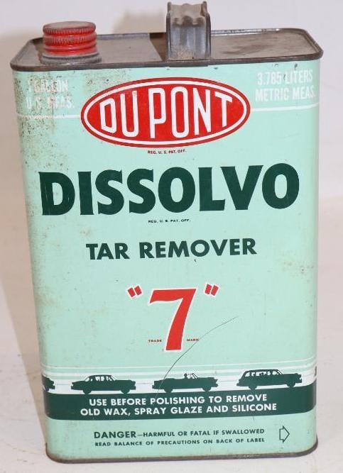 Du Pont Dissolvo Tar Remover "7" One Gallon Can with Car Graphics: 128 oz empty
