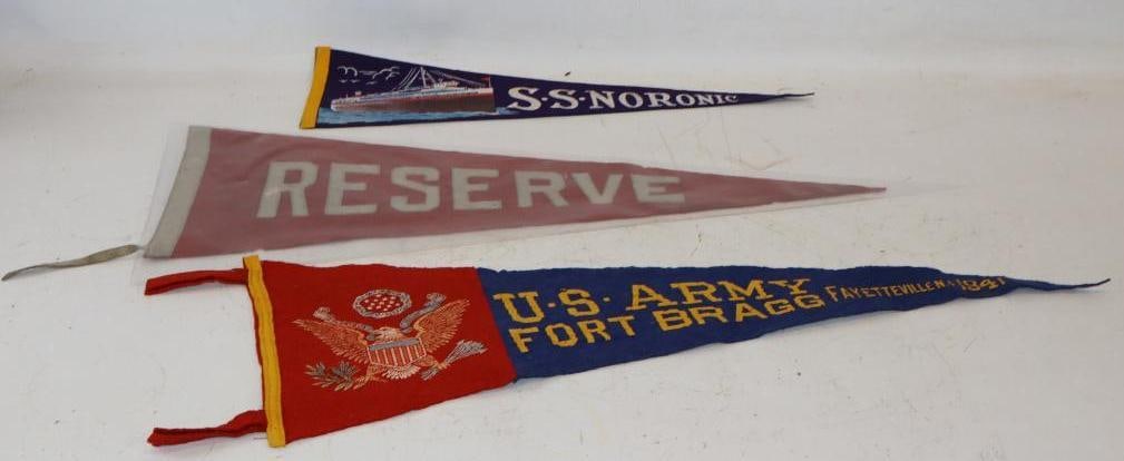 Group of 3 Army, Reserve, and SS Noronic Felt Advertising Pennants (1 of 4)