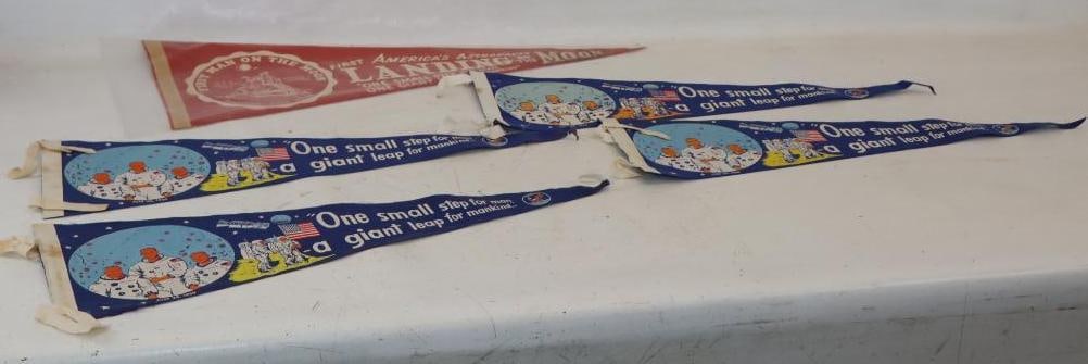 Group of 5 1969 Moon Landing Souvenir Pennants (1 of 5)