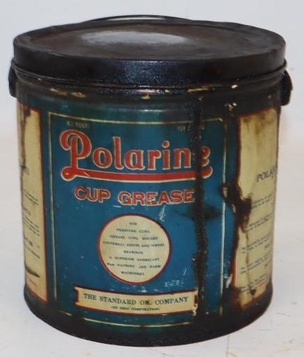 Polarine Standard Oil 10 Lb Cup Grease Advertising Can with Early Car Graphics (1 of 3)