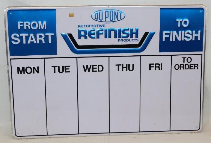 Du Pont Automotive Refinish Products Embossed From Start To Finish Advertising Sign: 29.5" x 20"