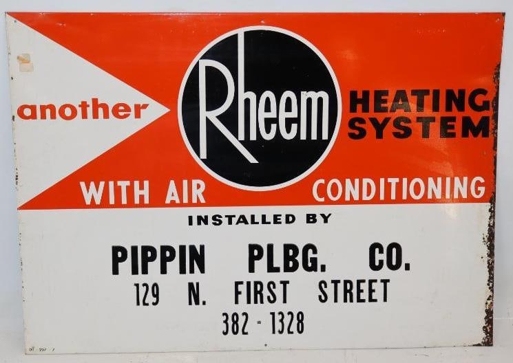 Rheem Heating System with Air Conditioning Single Sided Painted Metal Advertising Sign (1 of 6)