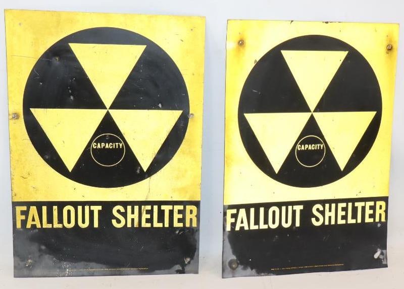 Group of 2 Fallout Shelter Department of Defense Reflective Signs (1 of 4)