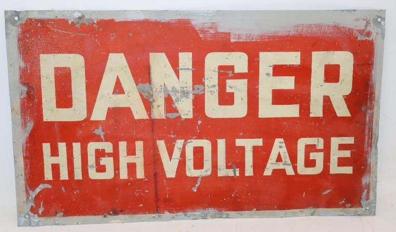 Danger High Voltage Single Sided Metal Reflective Warning Sign (1 of 4)