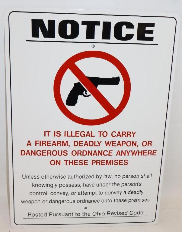 Notice Illegal to Carry Deadly Weapon Warning Sign: 14" x 20"