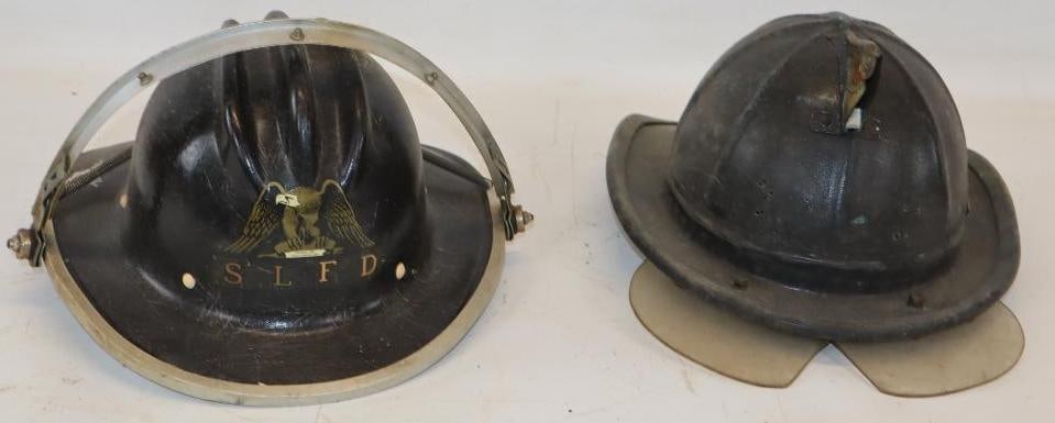 Group of 2 Early Firefighter Helmets (1 of 4)