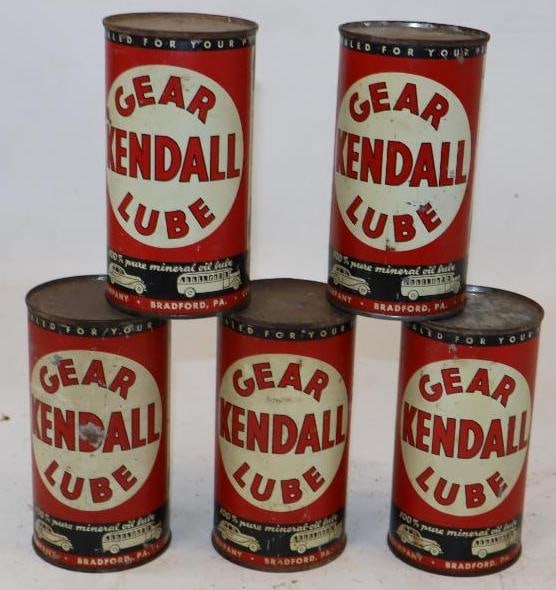 Group of 5 Kendall Gear Lube 1 lb Grease Can with Transportation Graphics (1 of 2)