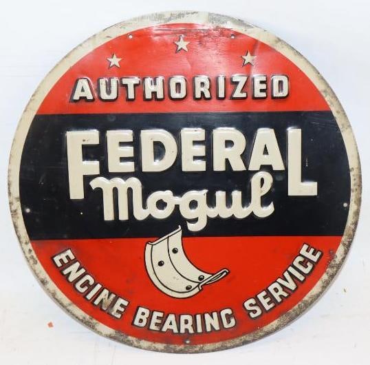 Federal Mogul Embossed Engine Bearing Service Single Sided Metal Advertising Sign: 12" x 12"