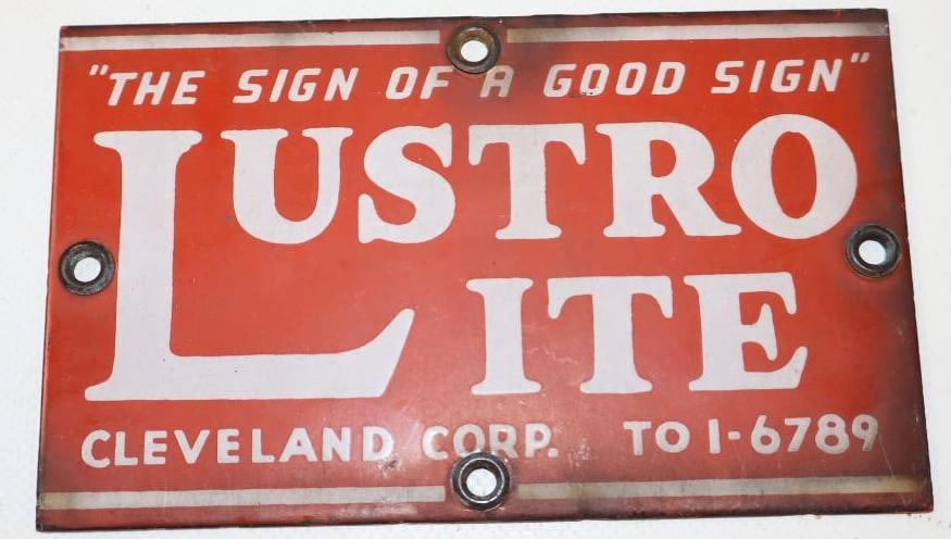 Lustro Lite "The Sign of a Good Sign" Porcelain Advertising Sign: 6" x 3.5"