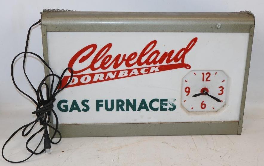 Cleveland Dornback Gas Furnaces Light Up Clock Advertising Sign (1 of 2)