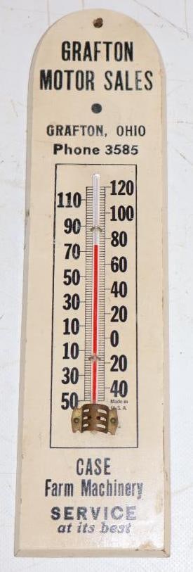 Case Farm Machinery Grafton Motor Sales Wooden Advertising Thermometer (1 of 2)