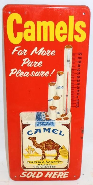 Camel's For More Pure Pleasure! Embossed Advertising Thermometer (1 of 2)