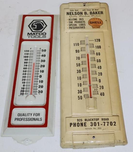 Group of 2 Shell Quality Petroleum Products and Matco Tools Advertising Thermometers (1 of 4)