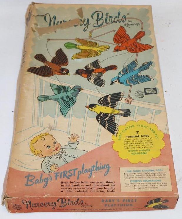 1953 Nursery Birds Childrens Crib Mobile by Kenner in Original Box: 21" x 12" x 2"