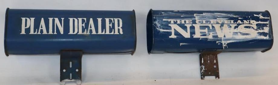 Group of 2 Plain Dealer, and Cleveland News Newspaper Mailboxes: 18.5" x 5.5" x 10.5" each