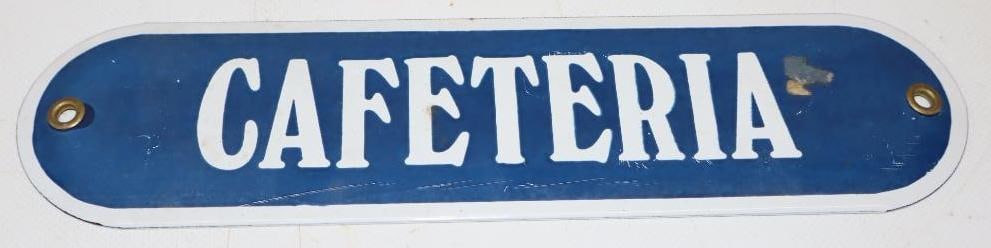Porcelain Cafeteria Sign: 10" x 2.5"
