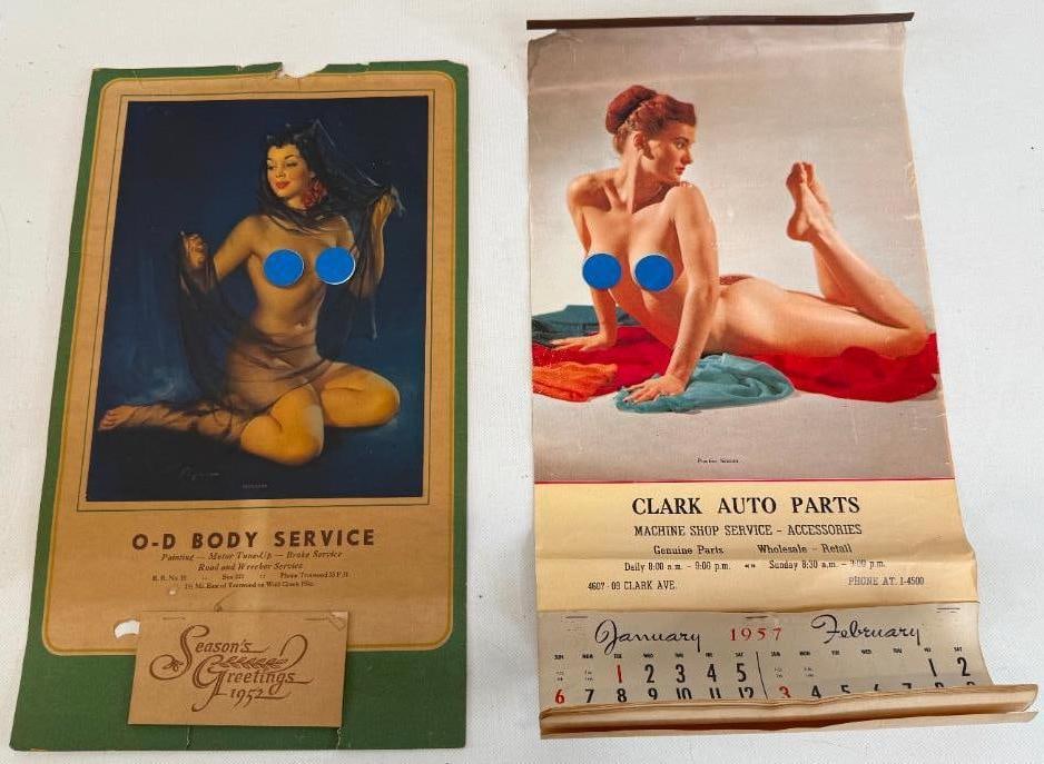 Group of 2 - 1950's Risque Auto Shop Calendars with Female Models (1 of 4)