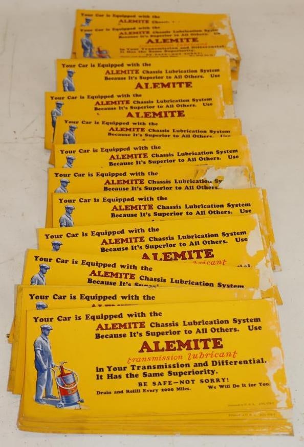 Group of 62 Alemite Transmission Lubricant Advertising Postcards: 9" x 4" each- most have some water damage