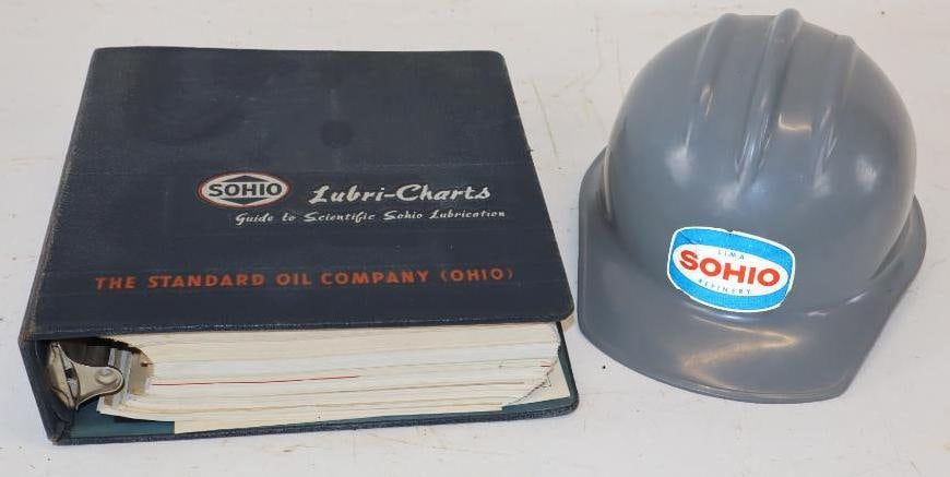 Group of 2 Sohio Refinery Hard Hat & 1950's Lube Chart Binder (1 of 5)