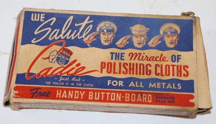 "We Salute" Cadie Polishing Cloth in Original Advertising Box: 5" x 3" x 1"