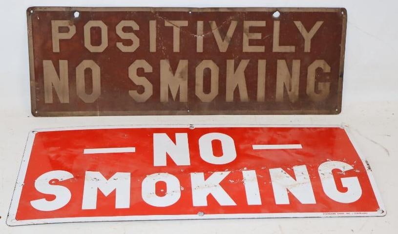 Group of 2 No Smoking Porcelain and Metal Single Sided Warning Sign (1 of 2)